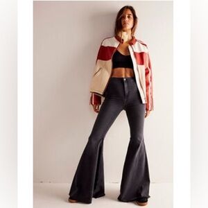 Free People Charcoal Denim Flare Pants
